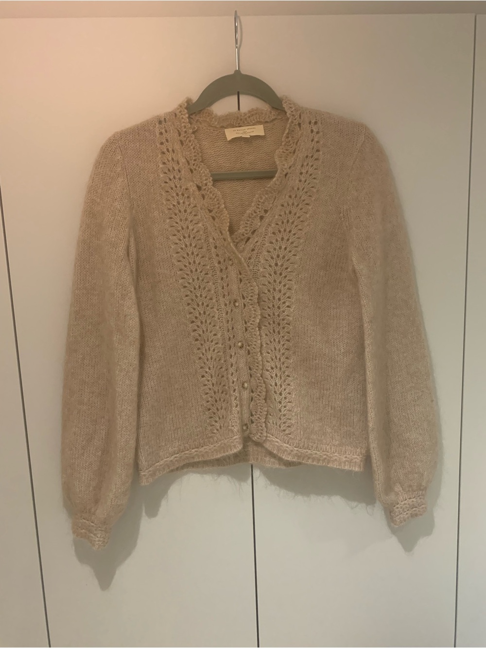 Sezane Angelie cardigan wool sweater light beige